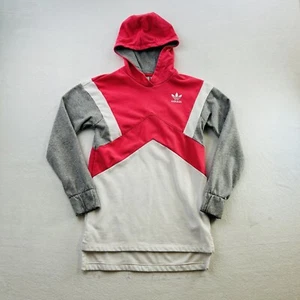 Adidas Sweater Girls Medium Pink Pullover Hooded Sweatshirt Logo Youth Kids - Picture 1 of 24
