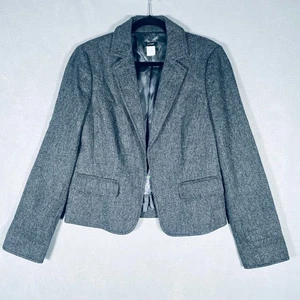 J Crew Blazer Damen 12 grau Wolle Tweed Einreiher Sakko Verschluss - Bild 1 von 11