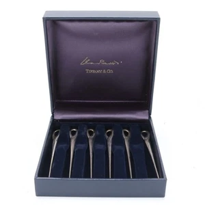 Juego de 6 púas de cóctel de plata esterlina Tiffany & Co. con caja Elsa Peretti Vintage - Imagen 1 de 5