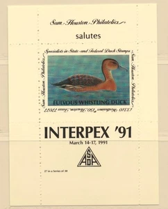 USA Sam Houston Duck Company INTERPEX '91 Fulvous Whistling Duck MNH - Picture 1 of 2
