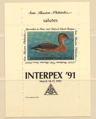 USA Sam Houston Duck Company INTERPEX '91 Fulvous Whistling Duck MNH - Image 1 of 2