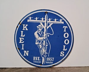 RARE VINTAGE KLEIN TOOLS EST 1857 TRADE MARK PORCELAIN ENAMEL SIGN SIZE 6" - Picture 1 of 5