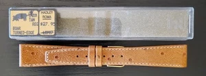 Vintage NOS Hadley Roma 18 mm hellbraun gedrehter Rand Wildschwein Straußenkorn Uhrenarmband - Bild 1 von 7