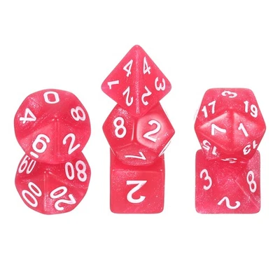 7Pcs Polyhedral Dice Set for Role Playing Games, Sparkling Pink - Изображение 1 из 4
