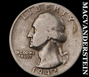 1942-S Washington Quarter - seltenes besseres Datum keine Reserve #D4719 - Bild 1 von 2
