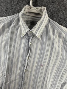 ETRO Button Up Shirt Italy Made Striped Blue White Size 41 Linen Cotton Adult - Picture 1 of 15