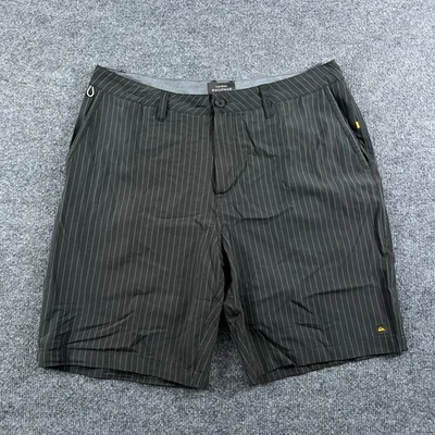 Pantalones Cortos Quiksilver Waterman Para Hombres 34 Gris A Rayas Híbrido Elastizado Boardshort Logo Foto 1 de 4