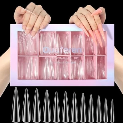 Clear Long Stiletto Nail Tips, 504PCS XXXL Extra Long 504PCS 3XL Stiletto - Image 1 of 4