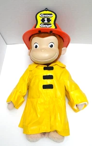 Curious George Movie Plush Fireman Rubber Vinyl Face 2005 Marvel Toys 15" - Picture 1 of 8