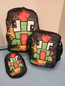 Neu~UNAUSSPRECHLICHER RUCKSACK 3er Set~Rucksack~Lunchbag~Federmäppchen~Minecraft~Splat - Bild 1 von 5