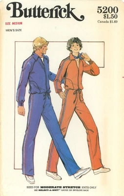 Top de chándal retro Butterick 5200 con rayas de carreras, pantalones talla M COMPLETO Foto 1 de 4