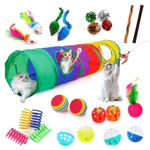 25-teiliges Katzenspielzeug Set mit Regenbogentunnel - Interaktives Katzenspielzeug Konvolut für In... - Bild 1 von 7