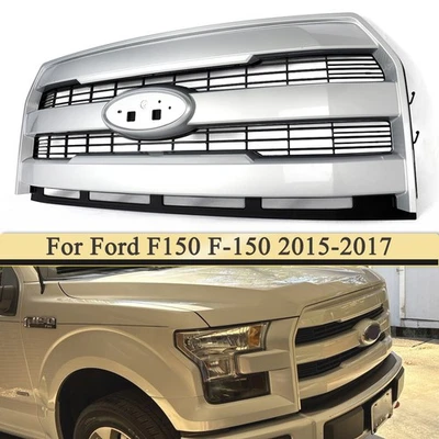 For Ford F-150 F150 2015 2016 2017 Ingot Silver UX Front Grille w/o Camera Hole - Image 1 of 4