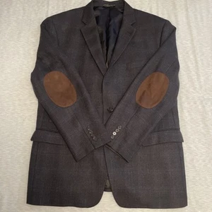 Lauren Ralph Lauren Wool Blazer Brown Elbow Patches Sport Coat Jacket Size 46R - Picture 1 of 10