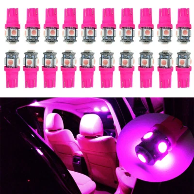 20x T10 2825 168 194 Pink/Purple 5SMD LED Interior Dome Map Reading Light bulbs - Image 1 of 4