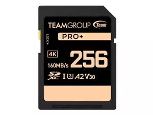 Team Group 256GB PRO+ SDXC U3 V30 A2 4K SD Card, 160/90MB - TPPSDX256GIA2V3001 - Picture 1 of 2