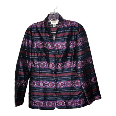 Blazer Talbots Mujer 8 Chaqueta de Seda Manga Larga Rayas Brocado Colorido Vacaciones Foto 1 de 4