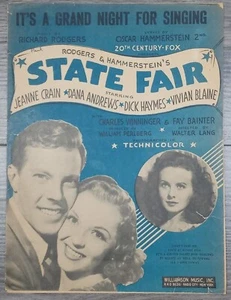 1945 Rogers Hammerstein Grande Notte Canto Fiera di Stato Pianoforte Vintage Spartiti - Foto 1 di 5