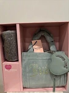 NWT Juicy Couture Big Spender 3 Piece Gift Box Set Cool Blue Velour - Picture 1 of 5