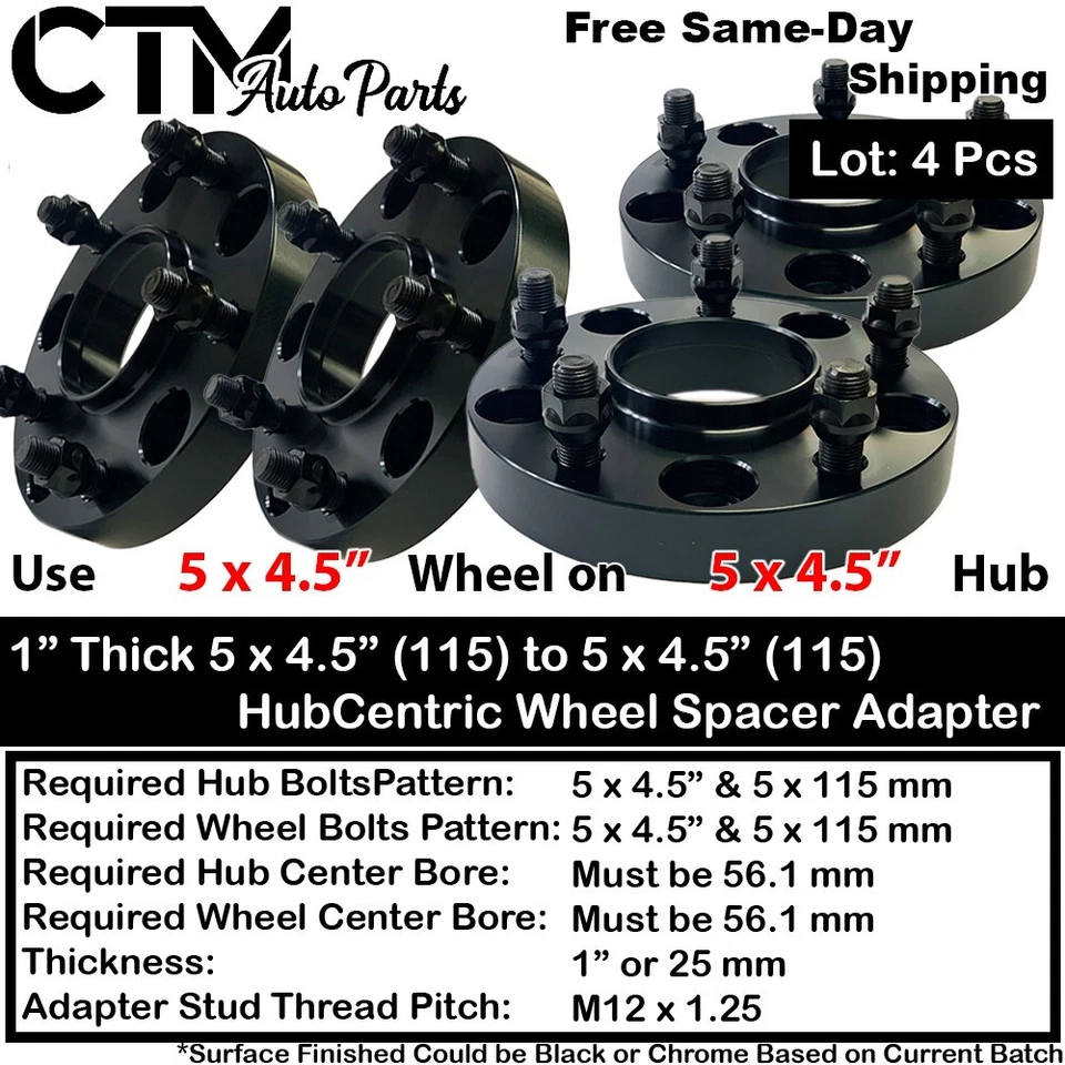 4x 1" Thick 5x4.5" 56.1mm Hubcentric Wheel Adapter Spacer Fit Subaru WRX Outback - Image 1 of 4