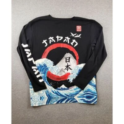 Camisa masculina de manga comprida Fresh Laundry Tokyo Japão waffle térmico preto tamanho G - Imagem 1 de 4