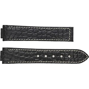 JORG HYSEK - AUTHENTIC - 24 / 15 MM - BLACK LEATHER - WATCH STRAP BAND BRACELET - Picture 1 of 2