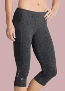 Athleta Women's Leggings Small, Gray Geometric Knee Length Zip Pocket Reflective - Picture 1 of 8