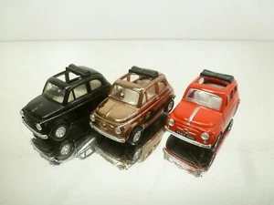 3x KINSMART CHINA FIAT 500 PULLBACK - BLACK+BRONZE+RED 1:48 - GOOD - 221 - Picture 1 of 5