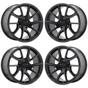 19" 20" C7 Corvette Z06 Black Chrome Wheels Rims Factory Set 96013 EXCHANGE - Picture 1 of 8
