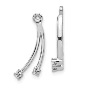 14K Solid White Gold 2 Stone Dangle Diamond Earring Jackets - Picture 1 of 5