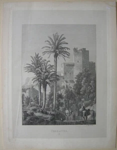 Terracina Italia Latium Orig. Kupferstich China Carl Ferd. Sprosse (1819-1874) - Picture 1 of 4