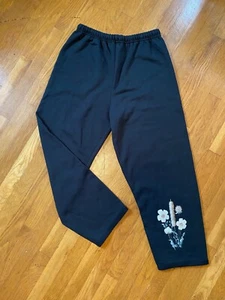 Pantalones de Sudadera Jerzees Personalizados Años 90 Flor Pintados a Mano Cordón - Imagen 1 de 8