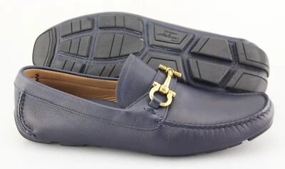 Mocasines de cuero azul marino Salvatore Ferragamo 'Parigi' para hombre talla US 8,5-2E Foto 1 de 4