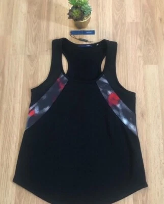 NUEVO CON ETIQUETAS ELIE TAHARI Dianna Camiseta sin mangas tejida roja/negra para mujer TALLA PEQUEÑA Foto 1 de 4