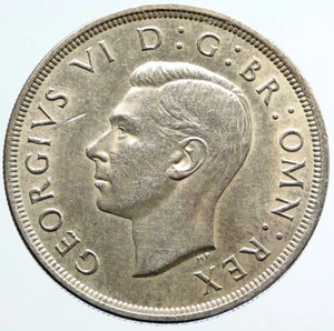 1937 Great Britain United Kingdom w UK GEORGE VI Large Silver Crown Coin i96649 - Picture 1 of 3