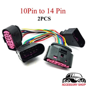 10 to 14 Pin Xenon HID Headlamp Headlight Connector Adapter for VW Tiguan Passa - Picture 1 of 6