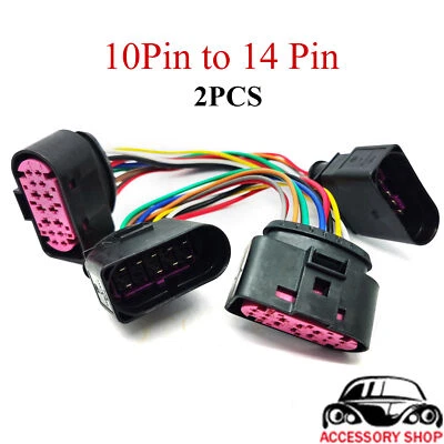 10 to 14 Pin Xenon HID Headlamp Headlight Connector Adapter for VW Tiguan Passa - Image 1 of 4