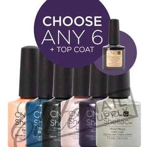 CND SHELLAC Color Coat 7.3ml - Any 6 Colours + Top Coat + FREE CND SolarOil - Picture 1 of 1