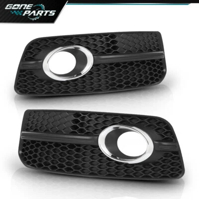 Front Fog light Cover Grill Black W/Chrome Fit For 09-12 Audi Q5 W/ S-Line Pkg - Изображение 1 из 4
