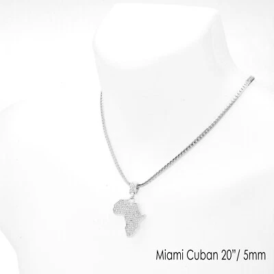 African Map Pendant 20" / 24" Miami Cuban Chain Necklace MCP 1126 - Image 1 of 4