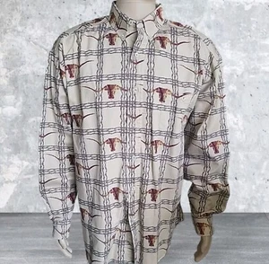 Vintage Barn Fly Shirt Men Large Beige Plaid Western Rancher Cowboy Brushpopper - Picture 1 of 12