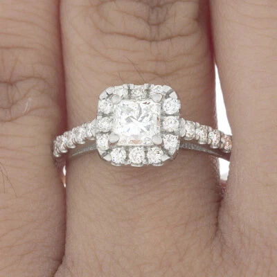 GIA Certified 1.00 Carat Diamond Engagement Ring Princess Cut 18k White Gold - Изображение 1 из 4