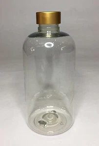 250ml Plastic Clear Boston Bottles & Matt Gold Screw On Cap - Quality ANY AMOUNT - Picture 1 of 1