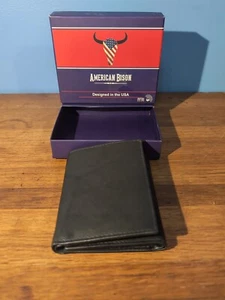 CTM American Bison RFID dreifach faltbare Herren-Geldbörse aus Leder schwarz NEU - Bild 1 von 5