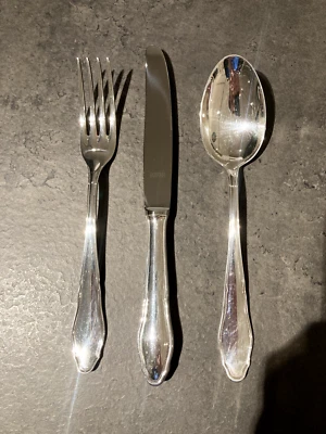 Reiner Besteck Senator 90 g versilbert Menübesteck Messer, Gabel und Löffel - Bild 1 von 4