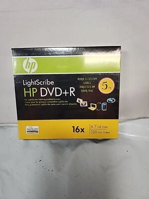 HP LightScribe DVD+R 16x 4.7 GB Data 120 Minute Video Discs 5 Packs. - Image 1 of 2