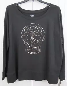 Skull Long Sleeve Black Shirt - Calaveras Candy Skull - Size 1X - New with Tags - Picture 1 of 10