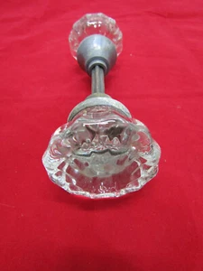 B ANTIQUE VICTORIAN CUT GLASS DOOR KNOBS SET OLD HANDLES - Picture 1 of 3