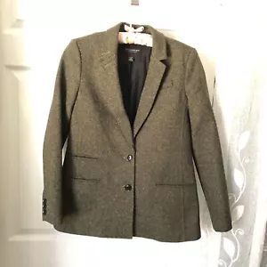 Banana Republic Speckled Olive Blazer Jacket sz 0 Petite wool silk blend - Picture 1 of 8