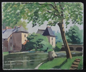 René BIDAULT (1911-1996) Environs d'Azay-le-Rideau France Postimpressionnisme - Picture 1 of 5